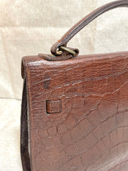 Vintage Mulberry croc embossed leather Kelly bag with shoulder strap. Roger Saul era. Rare masterpiece. 061118r1