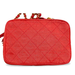 Vintage CHANEL red woven canvas camera bag style shoulder bag with a tassel and CC mark. Rare masterpiece. 060130ac5