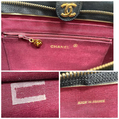 Vintage CHANEL black leather diary book design 2.55 flap shoulder bag with gold tone CC closure. 0407232