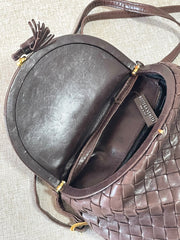 Vintage Bottega Veneta brown fisherman style intrecciato shoulder bag, mini purse. Unique piece you must have. 070218ys10