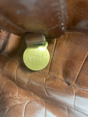 Vintage Mulberry brown croc embossed leather speedy style handbag.Classic purse by Roger Saul. 050320r8
