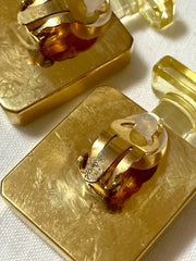 Vintage Chanel golden perfume bottle earrings with embossed logo. Large and heavy earrings. 070114ac2