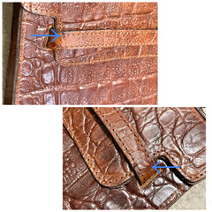 80s Vintage Mulberry croc embossed leather Kelly bag. Rare masterpiece you must get. 061003re1