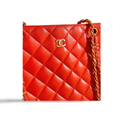 Vintage CHANEL red lambskin square shoulder bag with gold tone chain straps and gold CC. Paris limited edition. Classic purse. 060719ys