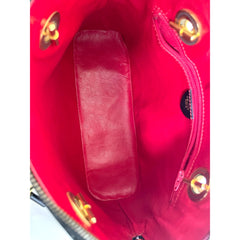 Vintage Celine classic bolide design shoulder bag in black leather with golden chains and red compartment. riri zipper. 060123ac3