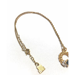Vintage LANVIN golden skinny chain necklace with golden round pendant top. Clear crystals and green glass stone. Perfect gift. 050407r4