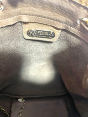 Vintage FENDI tan brown leather bucket hobo shoulder bag with croc embossed enamel leather trimmings and a golden logo charm. Unisex. 060711