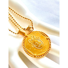 Vintage Christian Dior ball chain necklace with round shape logo embossed coin pendant top. Fab dior vintage jewelry gift. 060305ac1