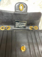 Vintage CHANEL black lambskin 2.55 classic jumbo, large chain, large shoulder bag with golden CC. Vertical stitch. 051128ac4