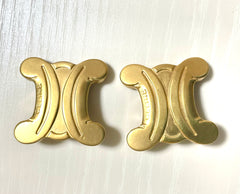 Vintage Celine golden earrings with extra large maillon triomphe logo. Gorgeous Celine jewelry. 070327y1