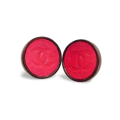 Vintage CHANEL pink and purple frame earrings with CC mark. Mod and chic jewelry. 060123ac1