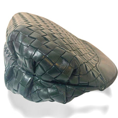 Vintage Bottega Veneta dark green intrecciato woven lamb leather pouch clutch bag. 070325ac2