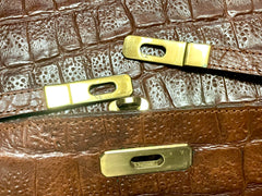 80s Vintage Mulberry croc embossed leather Kelly bag. Rare masterpiece you must get. 061003re1