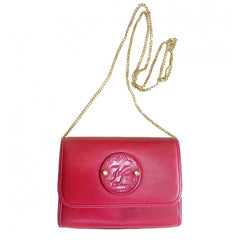 Vintage Karl Lagerfeld mini red clutch shoulder bag with round logo motif. Rare and beautiful purse. 050406r9