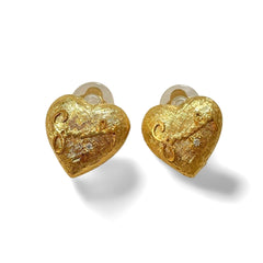Vintage Givenchy golden heart and logo earrings with crystal. Must have jewelry piece. 061003ac1