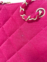 Vintage Chanel lipstick red wool jersey shoulder bag with turn lock cc closure. Kiss lock closure bag. 060810r2