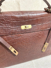 Vintage Mulberry croc embossed leather Kelly bag with shoulder strap. Roger Saul era. Rare masterpiece. 061118r1