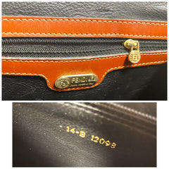 Vintage FENDI pecan stripe large handbag, purse with brown leather trimming and gold tone closure, Fendi classic bag. 070819ac1
