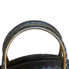 Vintage Bottega Veneta black intrecciato woven leather handbag with metal combo handles and a tassel. Rare masterpiece. 070822y1