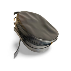 Vintage Cartier navy oval shape shoulder bag with blue stone and golden frame flap. Classic purse from Sapphire line. 050919ac1