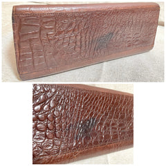 Vintage Mulberry croc embossed leather Kelly bag with shoulder strap. Roger Saul era. Rare masterpiece. 061118r1