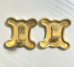 Vintage Celine golden earrings with extra large maillon triomphe logo. Gorgeous Celine jewelry. 070327y1