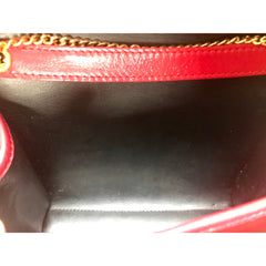 Vintage Karl Lagerfeld mini red clutch shoulder bag with round logo motif. Rare and beautiful purse. 050406r9