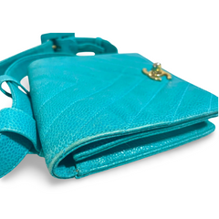 Vintage CHANEL turquoise blue caviar v stitch, chevron, waist bag, hip bag, fanny pack with matching belt with golden cc mark closure. 070225ac3