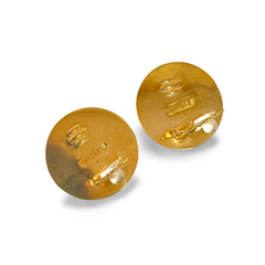 1990s. Vintage Hermes round shape cloisonne enamel golden earrings with dolphin design. Great gift idea. 0703110ac1