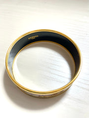 Vintage Hermes cloisonne enamel golden bangle with lion couple design. Classic Hermes GM bracelet. 070225ac4