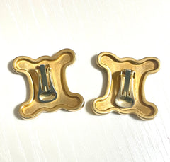 Vintage Celine golden earrings with extra large maillon triomphe logo. Gorgeous Celine jewelry. 070327y1