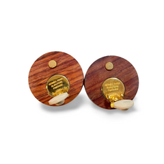 Vintage HERMES round wooden and golden earrings. Classic jewelry piece. Bijouterie Fantaisie. Genuine wood jewelry from Hermes. 060810r4