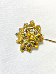Vintage HERMES gold tone smiley sunshine face brooch pin, hat pin, jacket pin. Bijouterie Fantaisie collection. 070218ys11