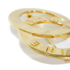 W5 Vintage Celine golden brooch in double circle, round motif with embossed logo. Great vintage gift. Can be a scarf pin. 050929ya1