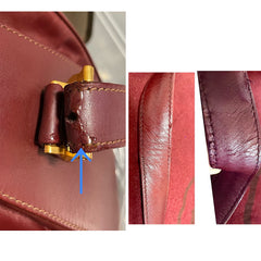 Vintage Cartier tulip 3 dimension hobo bucket shoulder bag in wine color leather. Classic purse from must de Cartier collection. 060810y1