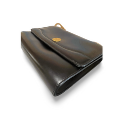 Vintage CELINE black leather shoulder bag with golden triomphe logo motif. Rare Celine purse. 060723ac4