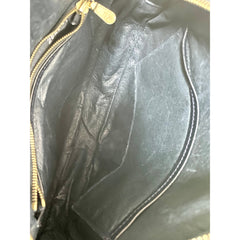 MINT. Vintage MCM navy and white monogram round shape Suzy Wong shoulder bag with leather trimmings. Designed by Michael Cromer. 060309ya