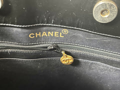 Vintage CHANEL 2.55 combo design black patent enamel chain shoulder bag with vertical stiches and golden CC closure hock. 050815ac2