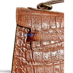 80s Vintage Mulberry croc embossed leather Kelly bag. Rare masterpiece you must get. 061003re1