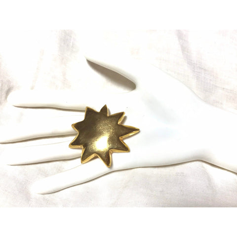 Vintage Christian Lacroix golden start shape brooch, hat pin, jacket pin. Perfect jewelry. 060516re3