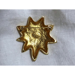 Vintage Christian Lacroix golden start shape brooch, hat pin, jacket pin. Perfect jewelry. 060516re3