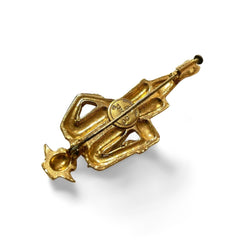 Vintage CHANEL Gold tone brooch in Chanel mademoiselle figure. Classic pin brooch. 040104m1