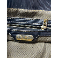 Vintage FENDI pecan stripe jacquard fabric tote bag, handbag with black leather handles. Fendi classic bag. Must have purse. 060423ac1