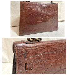 Vintage Mulberry croc embossed leather Kelly bag with shoulder strap. Roger Saul era. Rare masterpiece. 061118r1