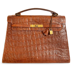 80s Vintage Mulberry croc embossed leather Kelly bag. Rare masterpiece you must get. 061003re1