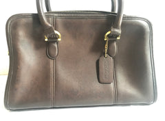80's Vintage COACH dark brown leather handbag, purse. Made in USA Classic unisex purse. 060820r1