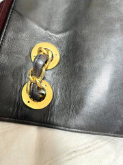 Vintage CHANEL black lambskin 2.55 classic jumbo, large chain, large shoulder bag with golden CC. Vertical stitch. 051128ac4
