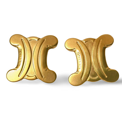 Vintage Celine golden earrings with extra large maillon triomphe logo. Gorgeous Celine jewelry. 070327y1