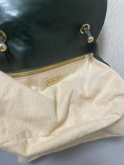 Vintage Bottega Veneta dark green intrecciato woven leather handbag. Rare masterpiece. 070324ac