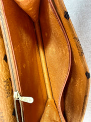 1990s. Vintage MCM brown monogram shoulder bag in envelop design. Designed by Michael Cromer. Can be a clutch bag too. 061217ac2